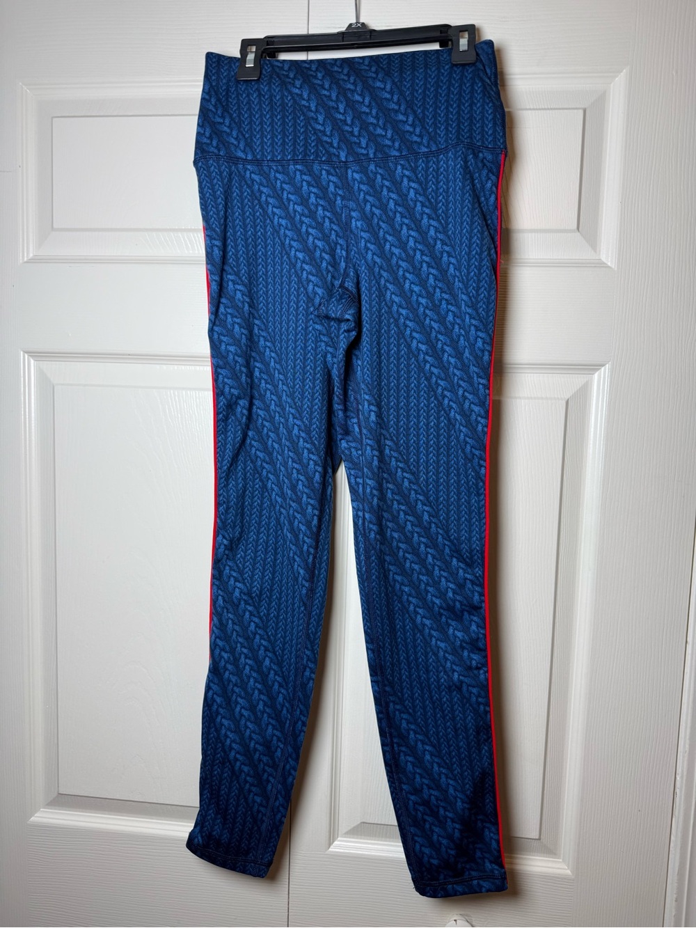 Aerie Blue Braided‎ Print Red Stripe Leggings